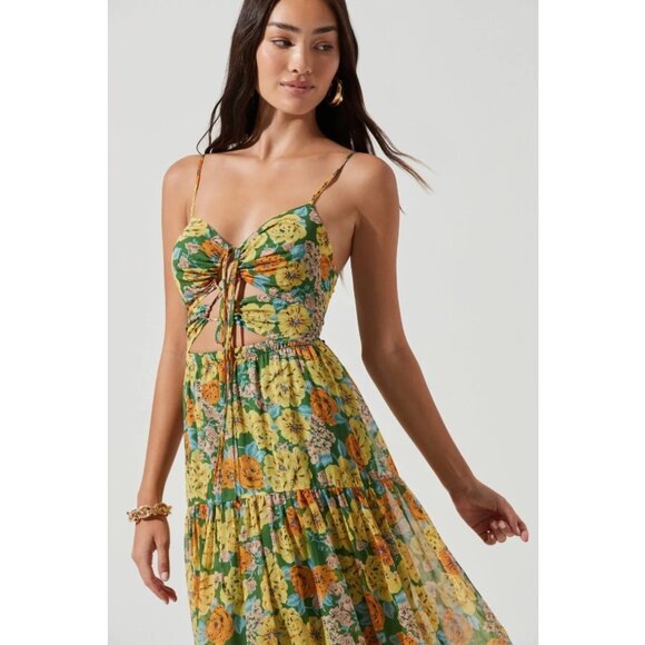 ASTR Brandy Floral Cinched Cutout Summer Maxi Dress Size XL $148 - Picture 1 of 10